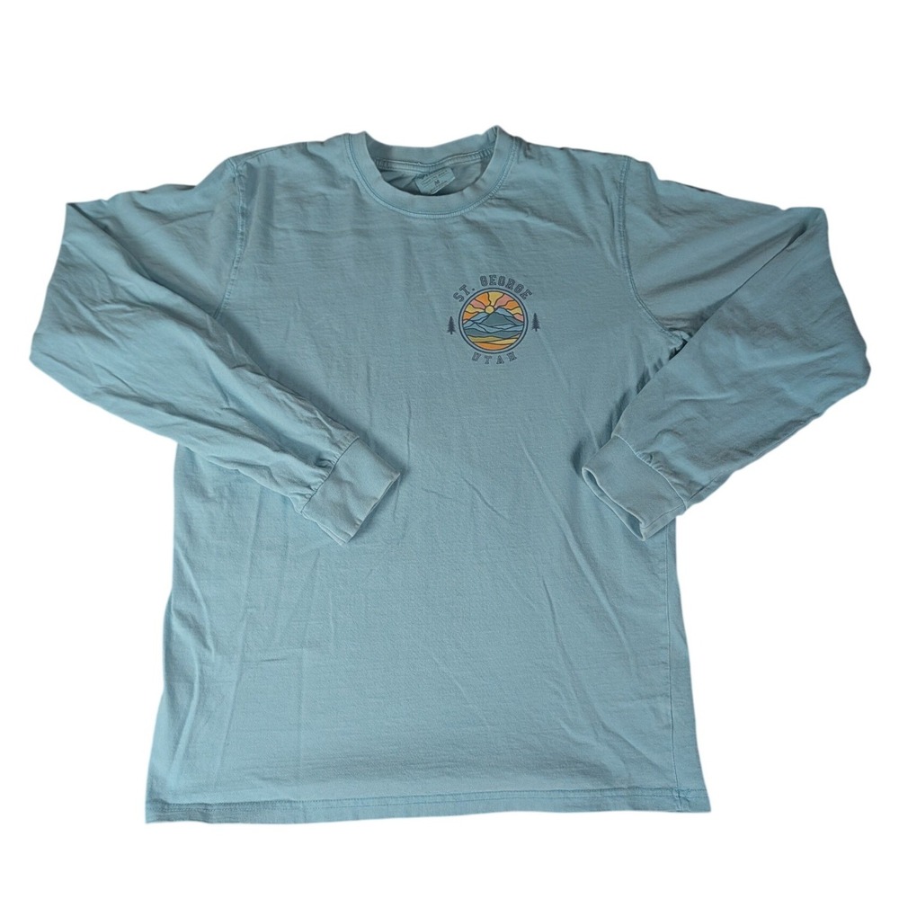 Comfort Colors St George Utah Graphic Long Sleeve T-Shirt Light Blue Mens M